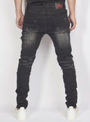 Politics Jeans - Distressed with Paisley Ribbing - Black - PLTKS0521660 - Politics